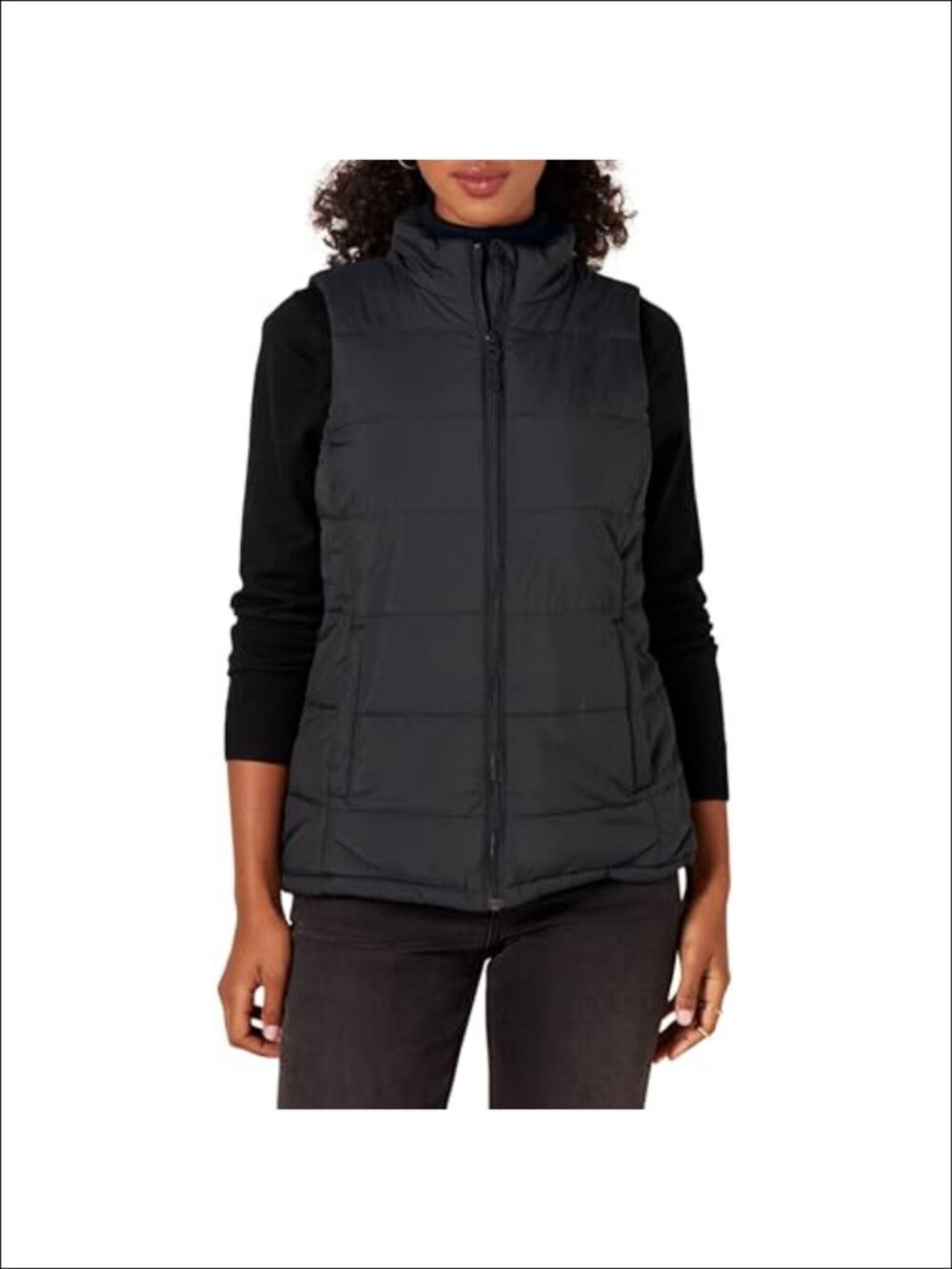 Mid-Weight Puffer Vest Water-Repellent Taffeta Quilted Zip Pockets